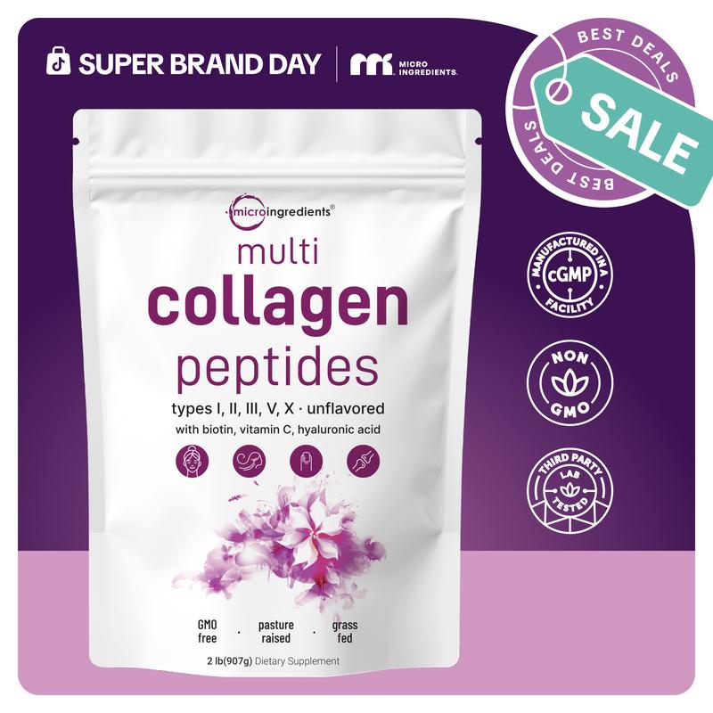 Micro Ingredients Multi Collagen Peptides Powder - Hydrolyzed Protein Peptides