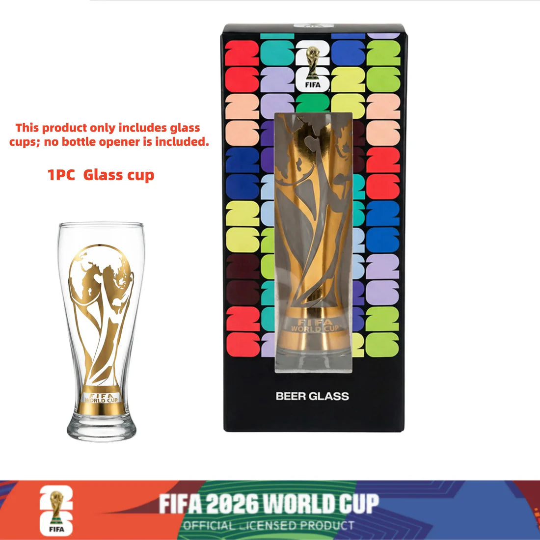2026 FIFA World Cup Premium Glass Set – Trophy Gold Rim Collector Edition