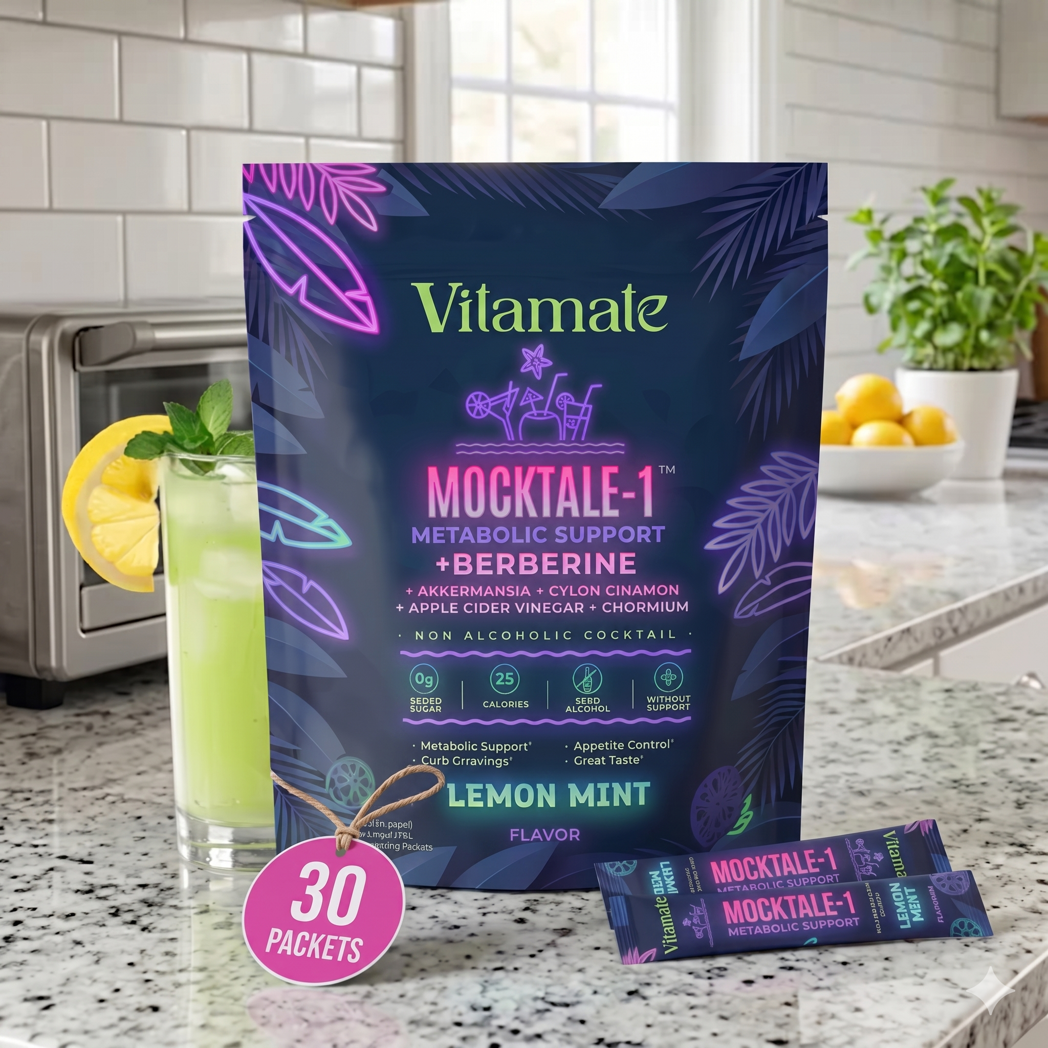 Vitamate MOCKTALE-1 Metabolic Support Drink Mix – Berberine, ACV & Cinnamon | Lemon Mint
