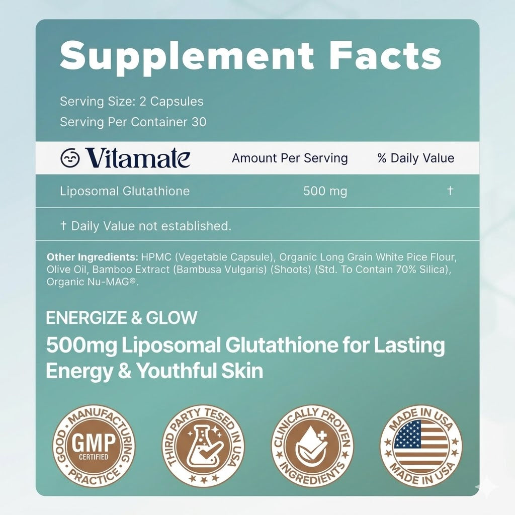 Liposomal Glutathione Capsules – Skin Glow, Immune & Detox Support