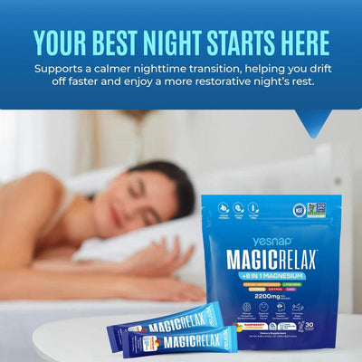 MAGICRELAX | Cortisol Balance, Mood & Sleep Drink Mix  | 8-in-1 Magnesium + Ashwagandha | No Sugar | 30 Servings
