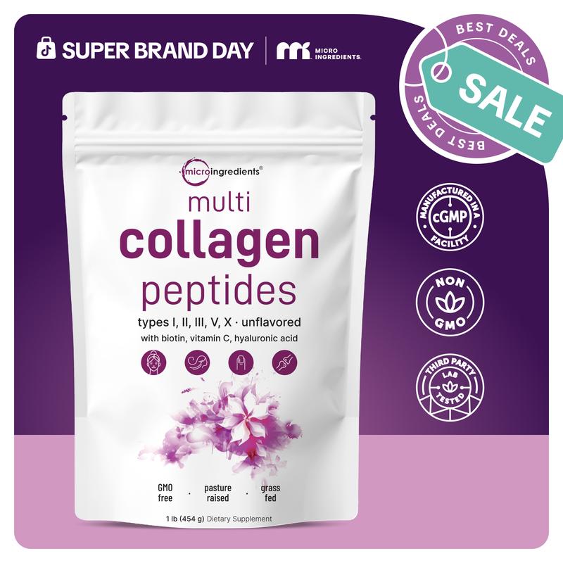 Micro Ingredients Multi Collagen Peptides Powder - Hydrolyzed Protein Peptides