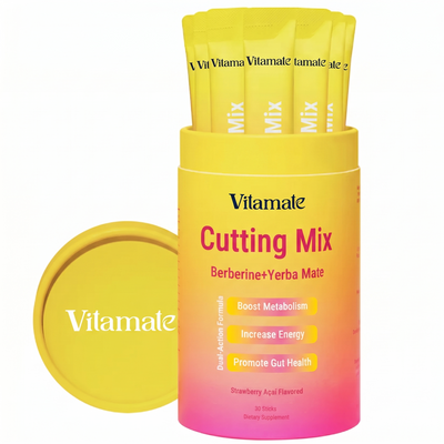 Vitamate CUTTING MIX — Craving Control & Metabolism Booster Drink | Berberine, 5-HTP & GLP-1 Support | Strawberry Açaí | 30 Servings