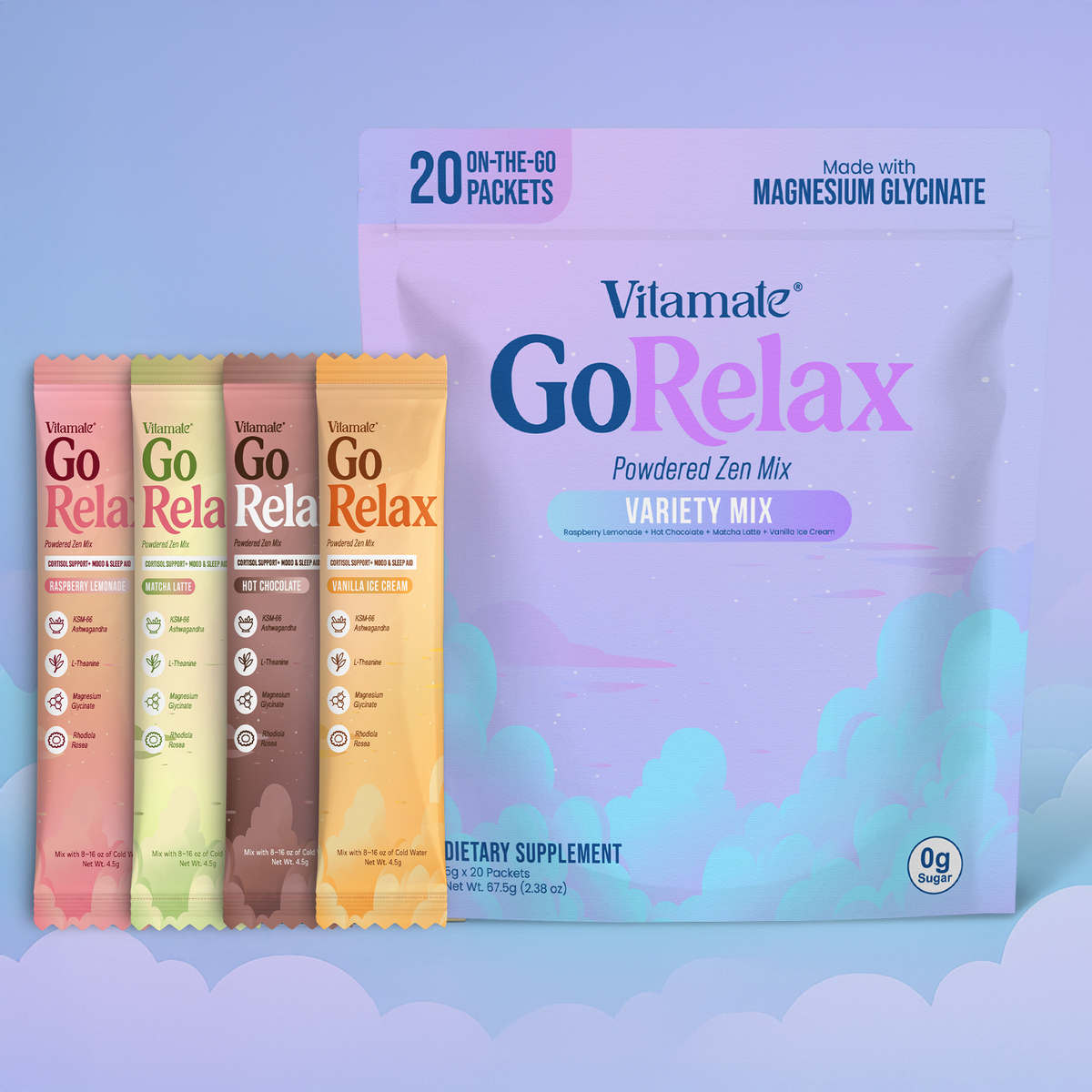 Vitamate GoRelax Variety Mix Powdered Zen Mix -  Cortisol Balance Supplements