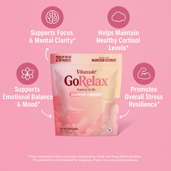 Vitamate GoRelax Raspberry Lemonade Powdered Drink Mix -  Cortisol Balance Supplements