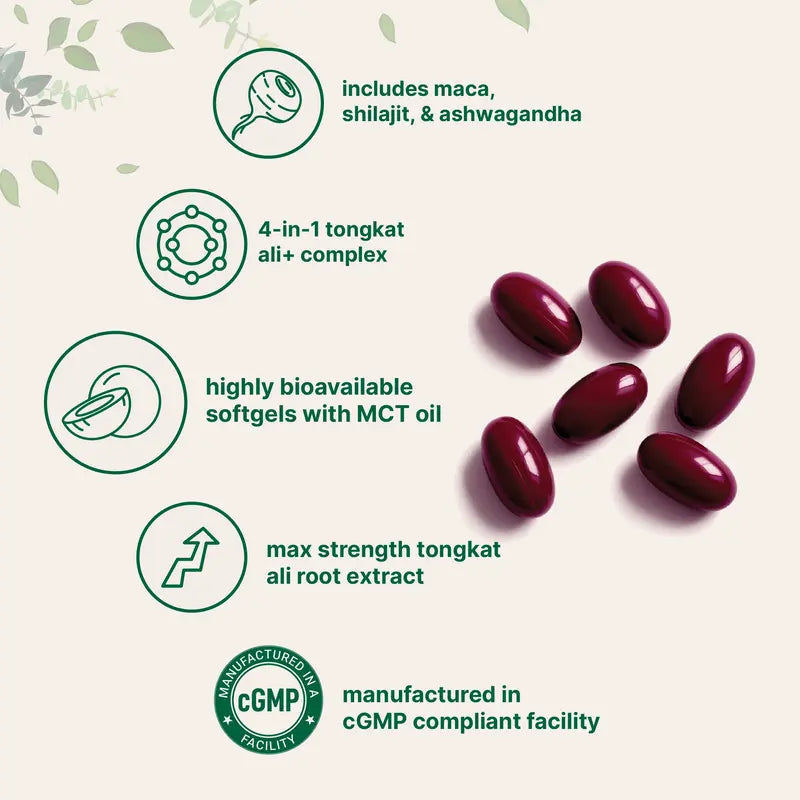 Micro Ingredients Tongkat Ali+ for Men with MCT Oil, 240 Softgels
