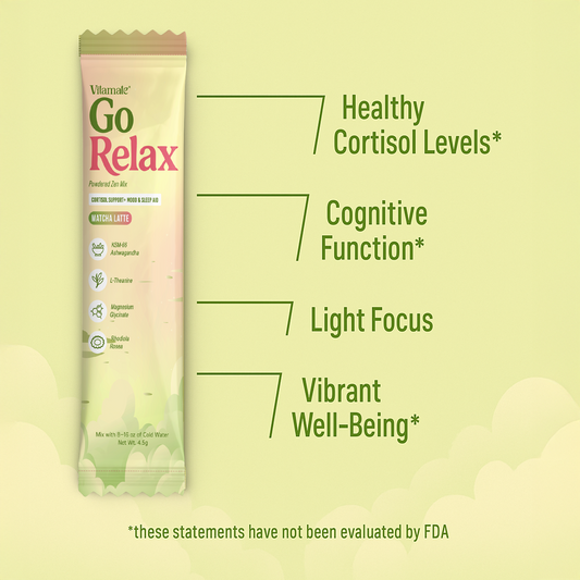Vitamate GoRelax Matcha Latte Powdered Drink Mix -  Cortisol Balance Supplements
