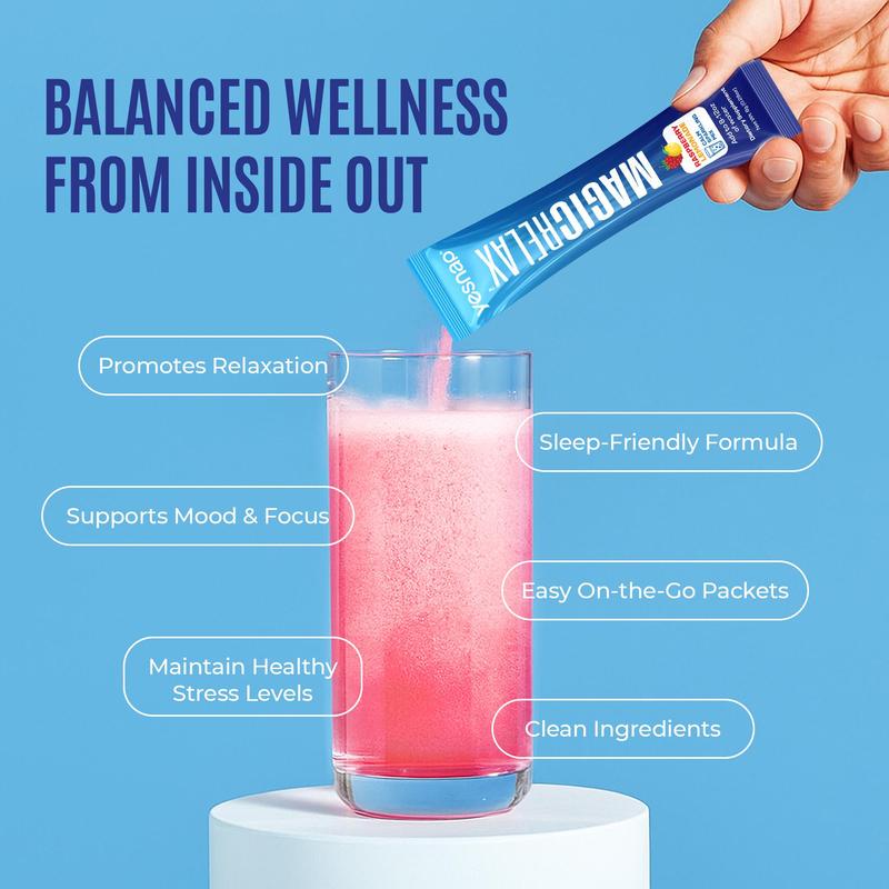 MAGICRELAX | Cortisol Balance, Mood & Sleep Drink Mix  | 8-in-1 Magnesium + Ashwagandha | No Sugar | 30 Servings