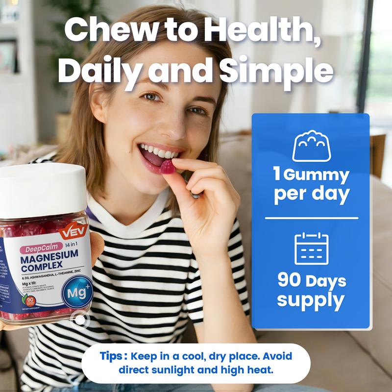 VEV DeepCalm 14-in-1 Magnesium Gummies Complex
