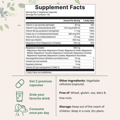 Micro Ingredients Magnesium Complex 20-in-1 for Women, 240 Vegetarian Capsules